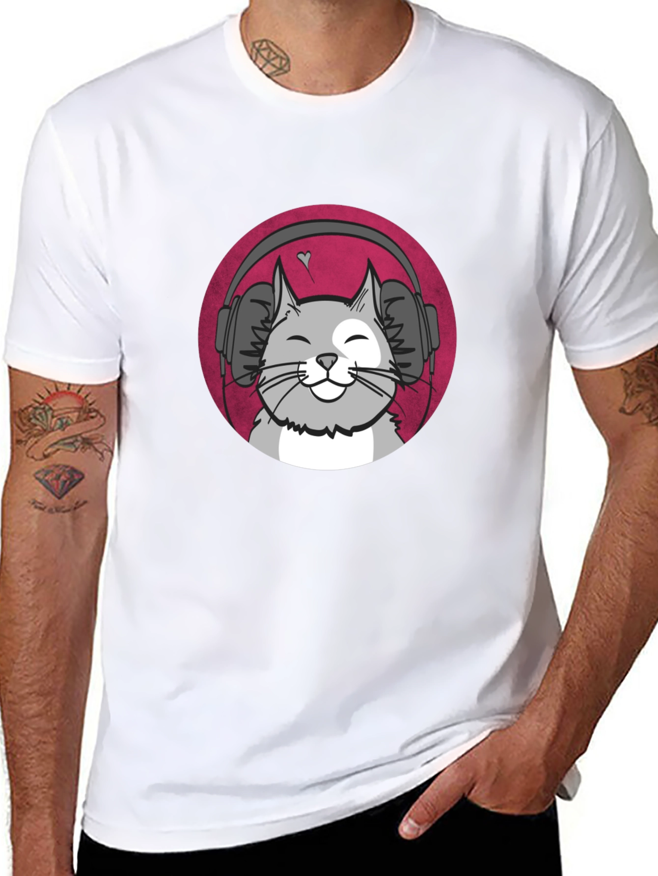 Cool Cat Headphones Graphic T-Shirt