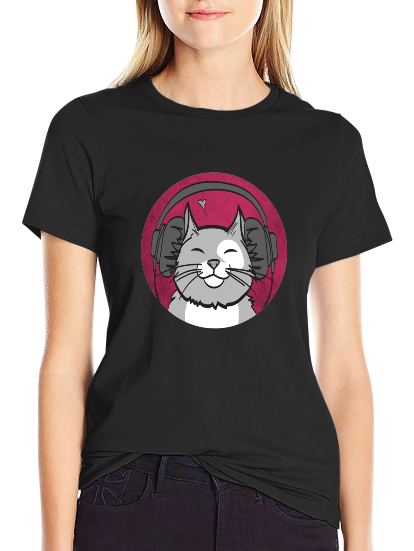 Cool Cat Headphones Graphic T-Shirt