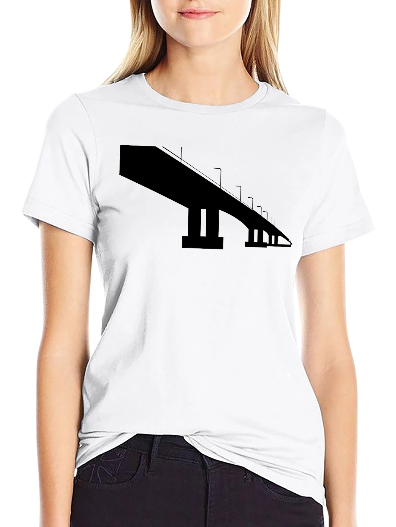 Abstract Bridge Graphic Black T-Shirt