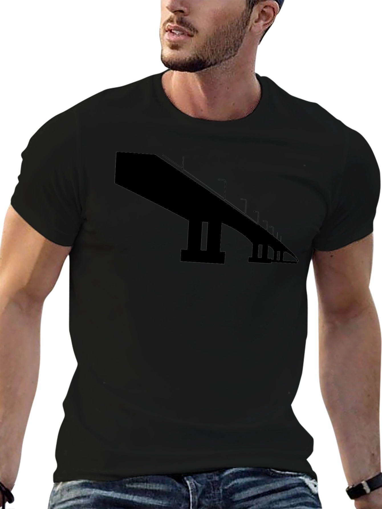 Abstract Bridge Graphic Black T-Shirt