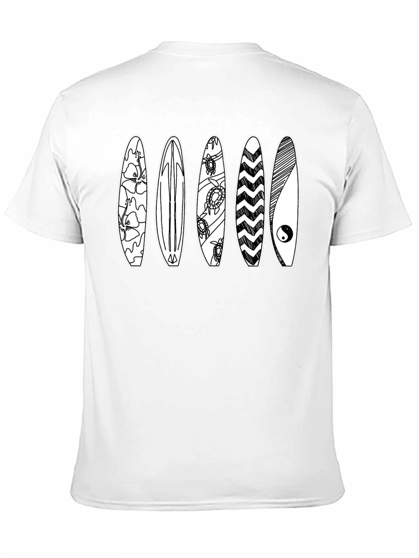 Surfboard Graphic Tee - Black Cotton T-Shirt