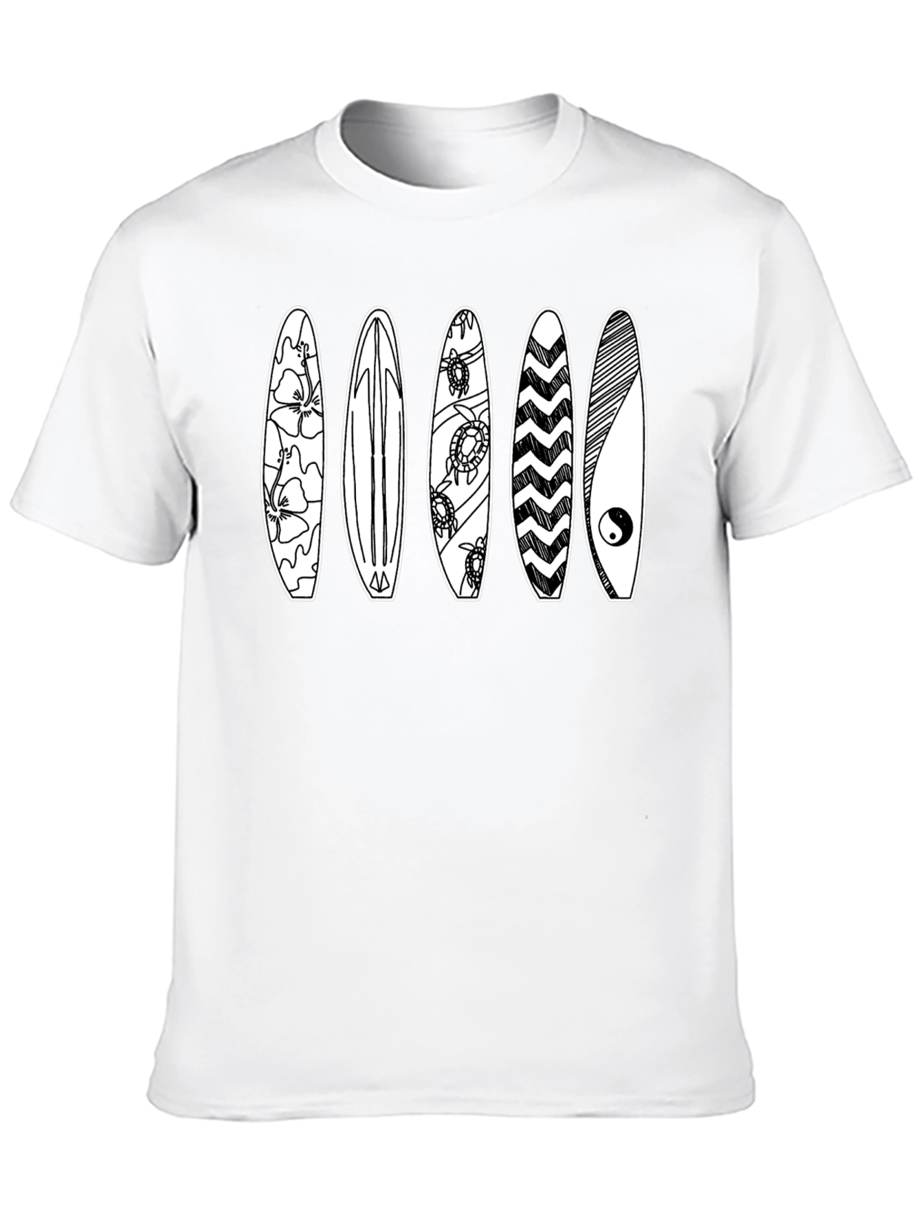 Surfboard Graphic Tee - Black Cotton T-Shirt
