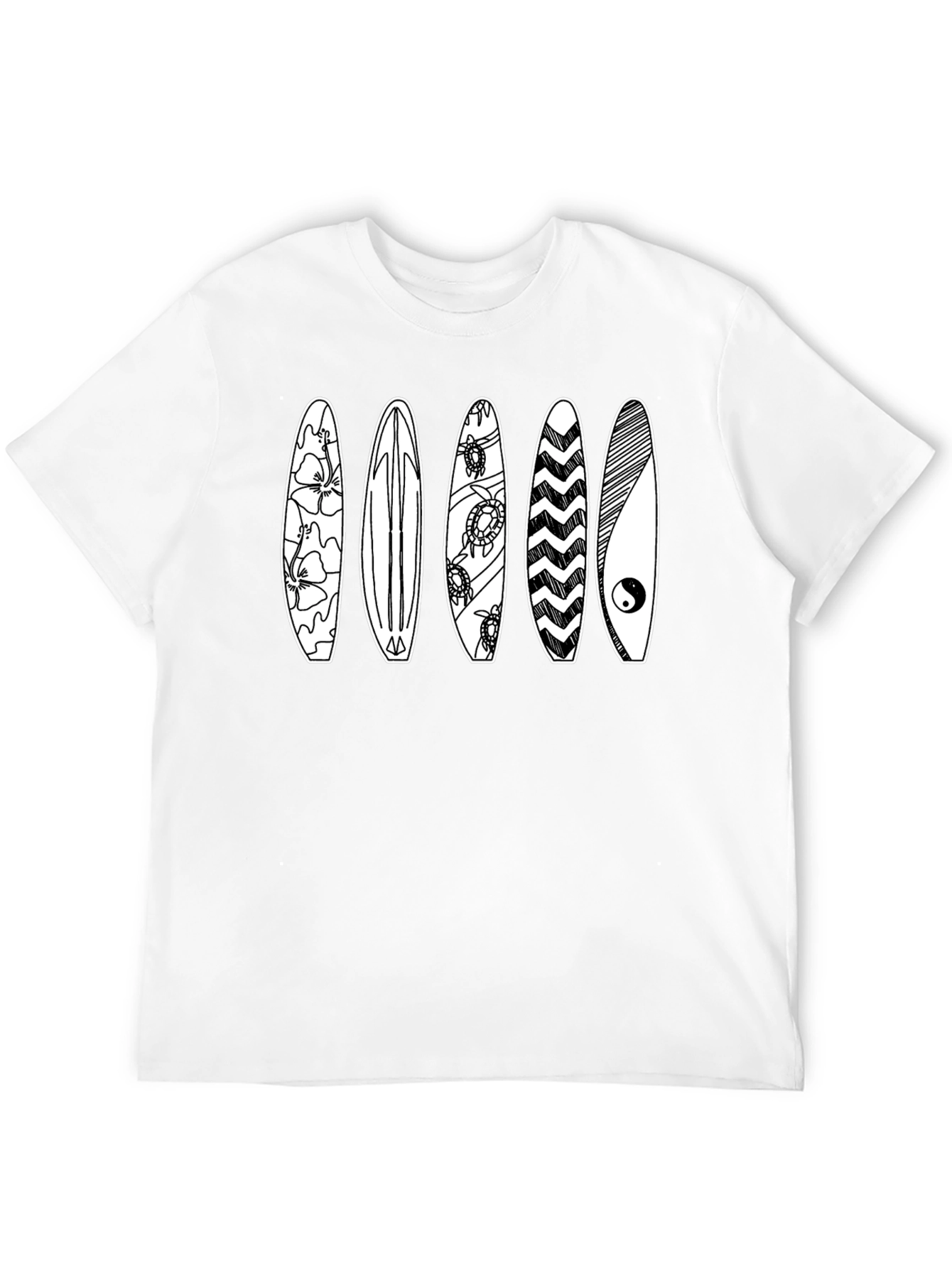 Surfboard Graphic Tee - Black Cotton T-Shirt