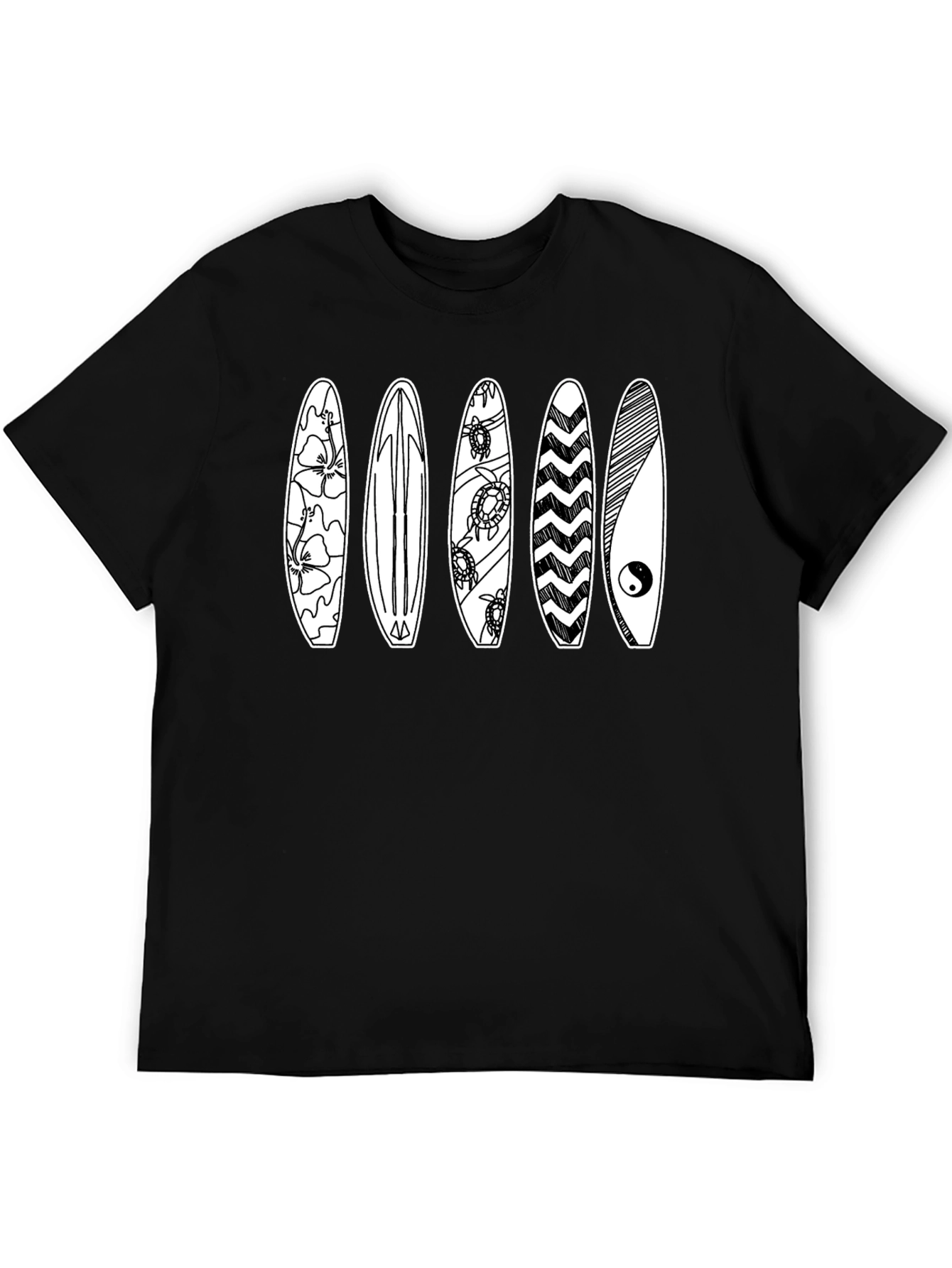 Surfboard Graphic Tee - Black Cotton T-Shirt