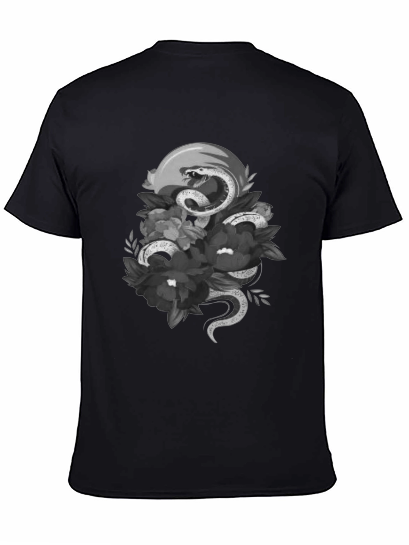 Snake & Floral Graphic Tee - Unique Design