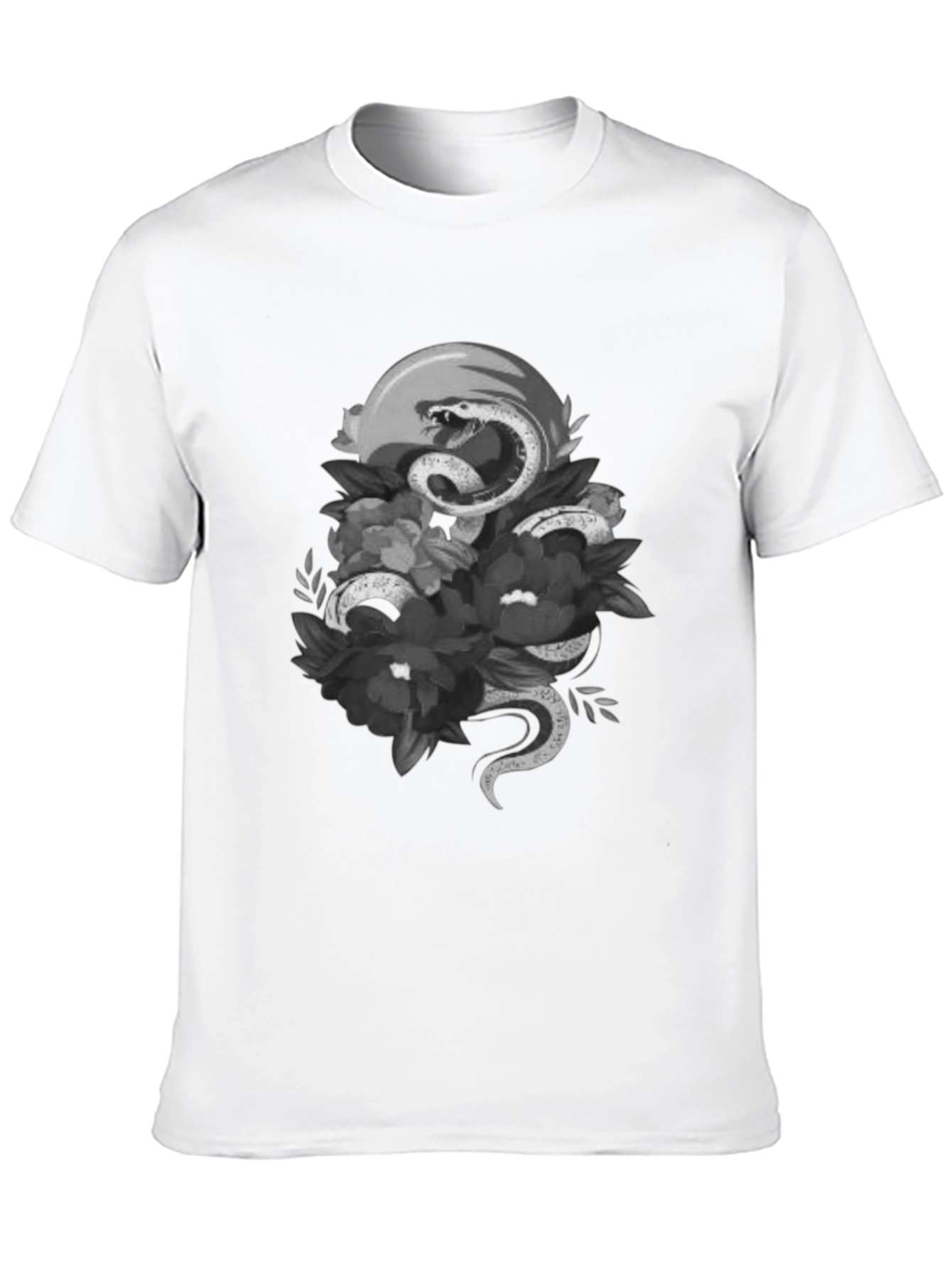 Snake & Floral Graphic Tee - Unique Design