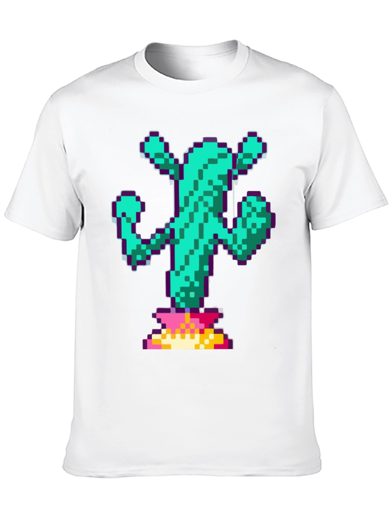 Pixel Cactus Graphic Tee - Retro Gaming Style
