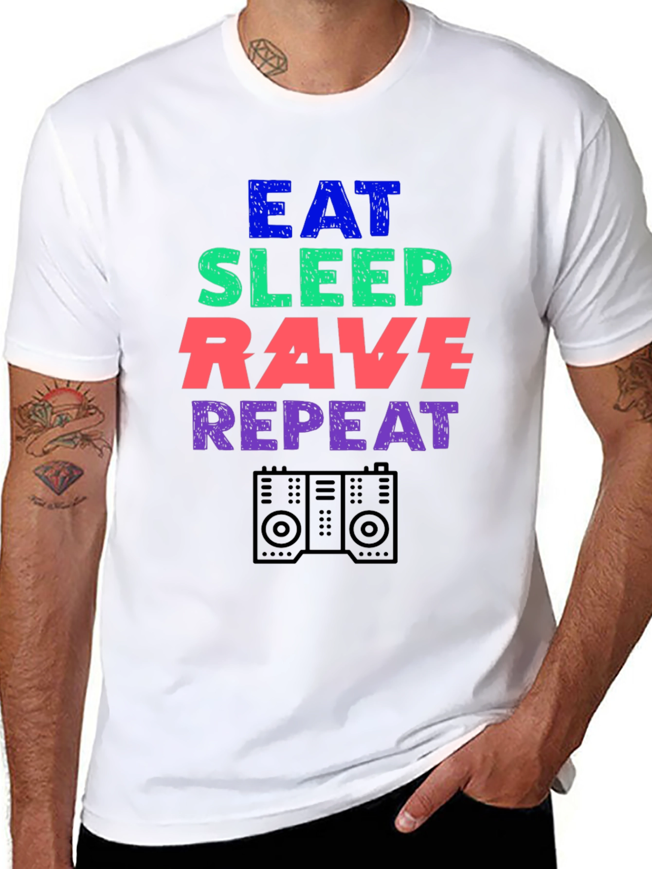 Eat Sleep Rave Repeat T-Shirt - EDM Party Tee