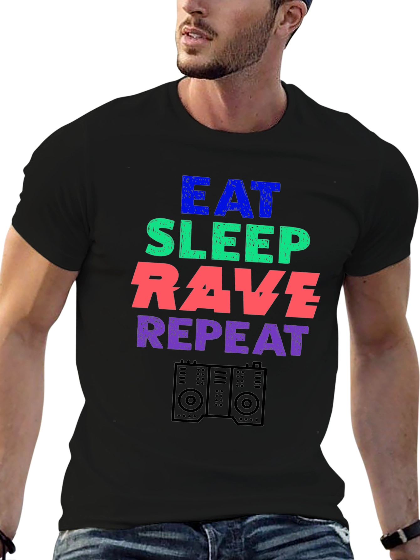 Eat Sleep Rave Repeat T-Shirt - EDM Party Tee