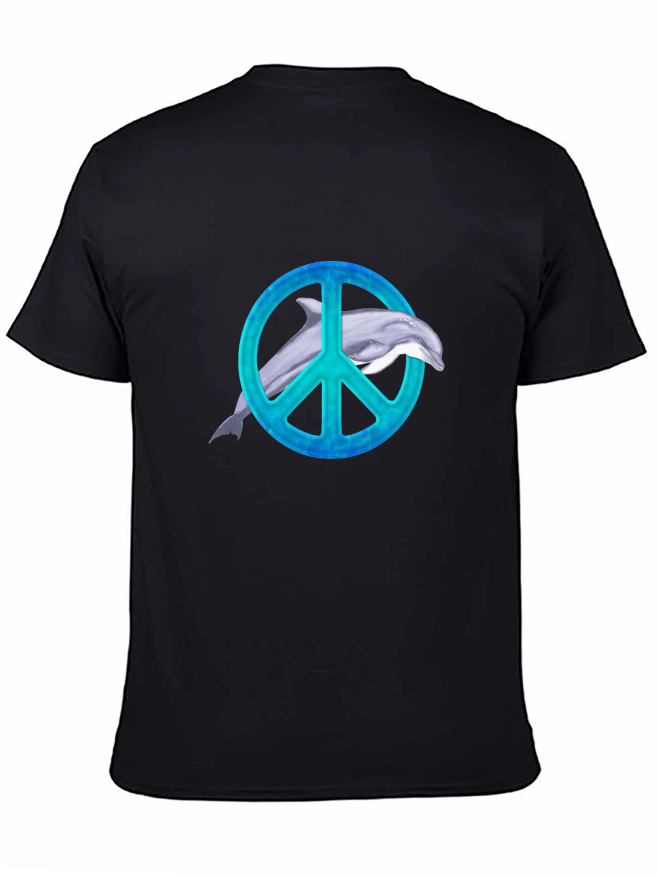 Dolphin Peace Sign Black T-Shirt