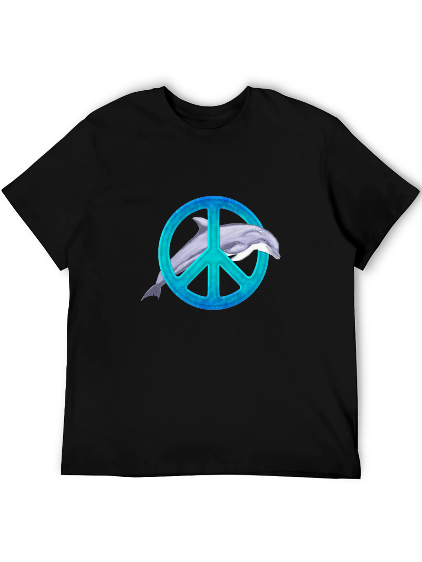 Dolphin Peace Sign Black T-Shirt