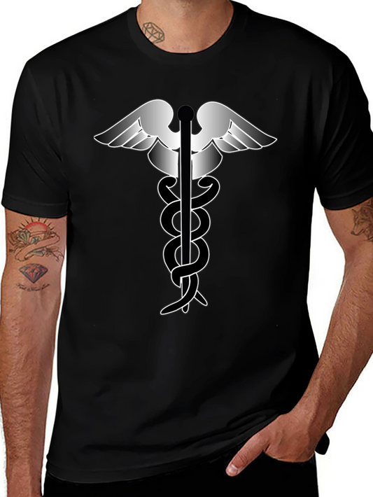 Caduceus Symbol Graphic T-Shirt - Classic Design