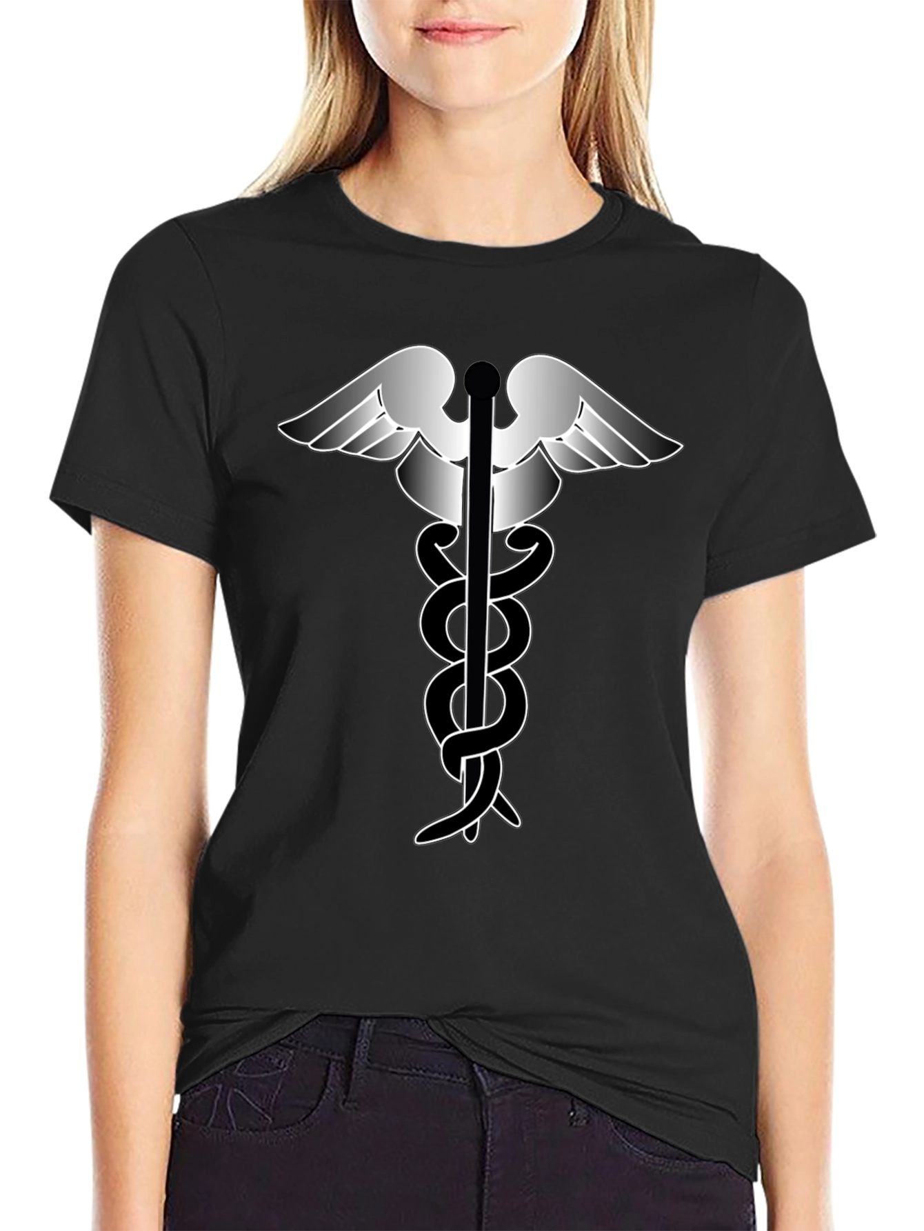 Caduceus Symbol Graphic T-Shirt - Classic Design