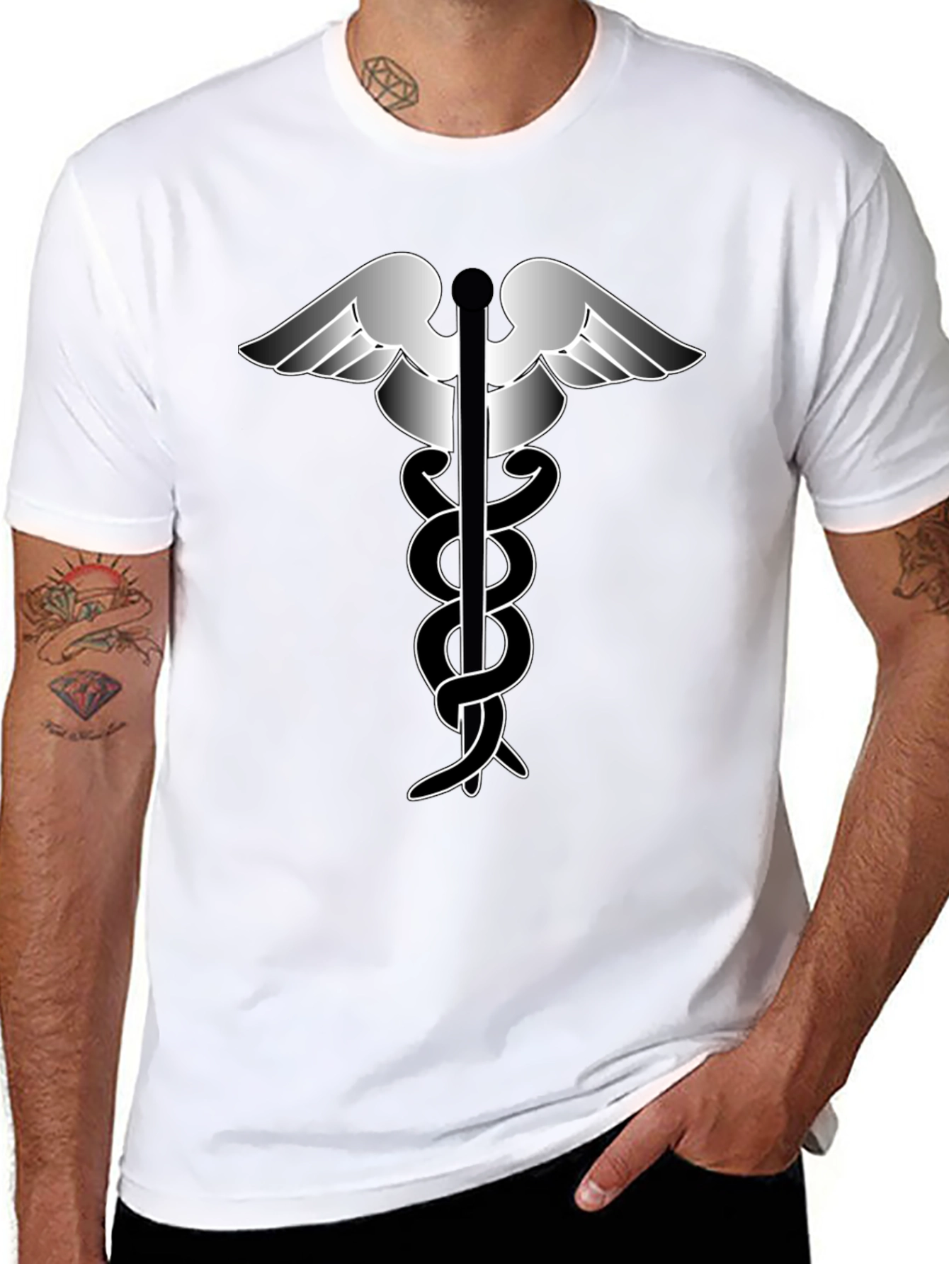 Caduceus Symbol Graphic T-Shirt - Classic Design