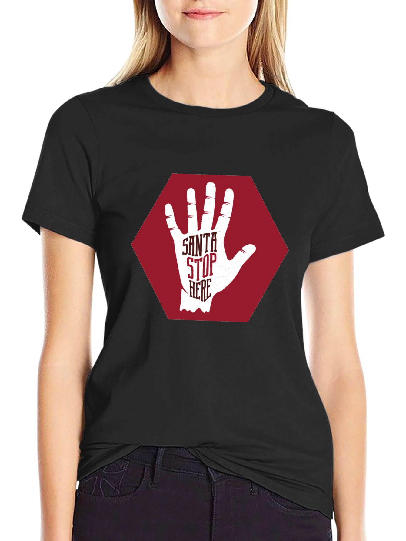 Santa Stop Here Graphic T-Shirt