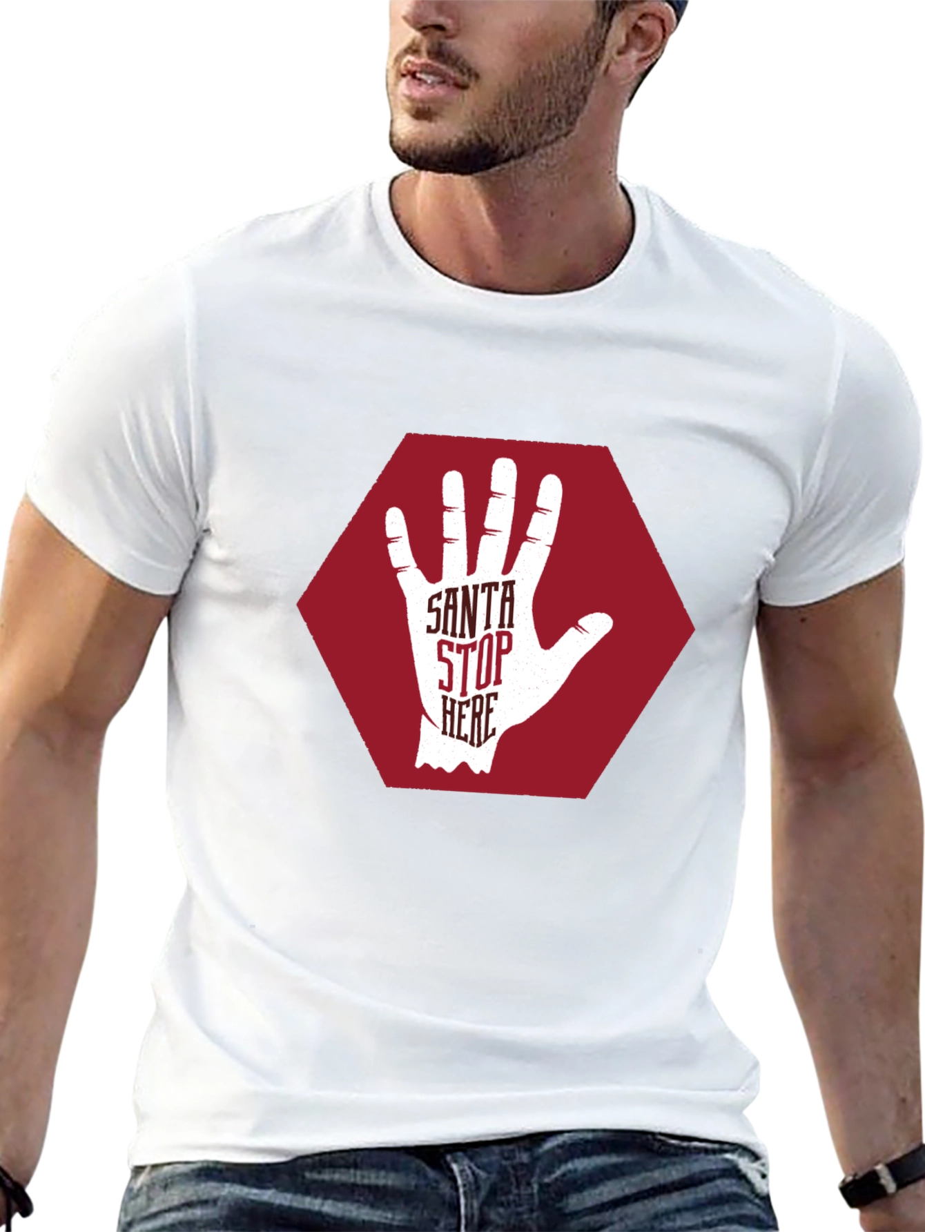 Santa Stop Here Graphic T-Shirt