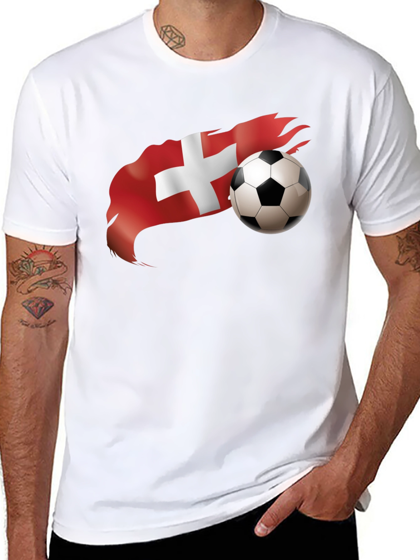 Swiss Soccer T-Shirt - Black - Mens