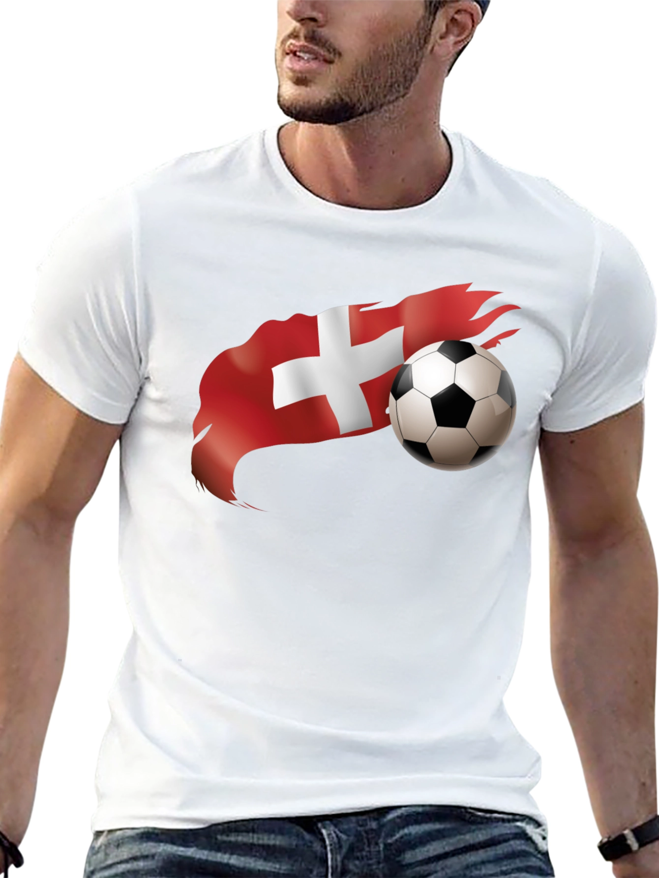 Swiss Soccer T-Shirt - Black - Mens
