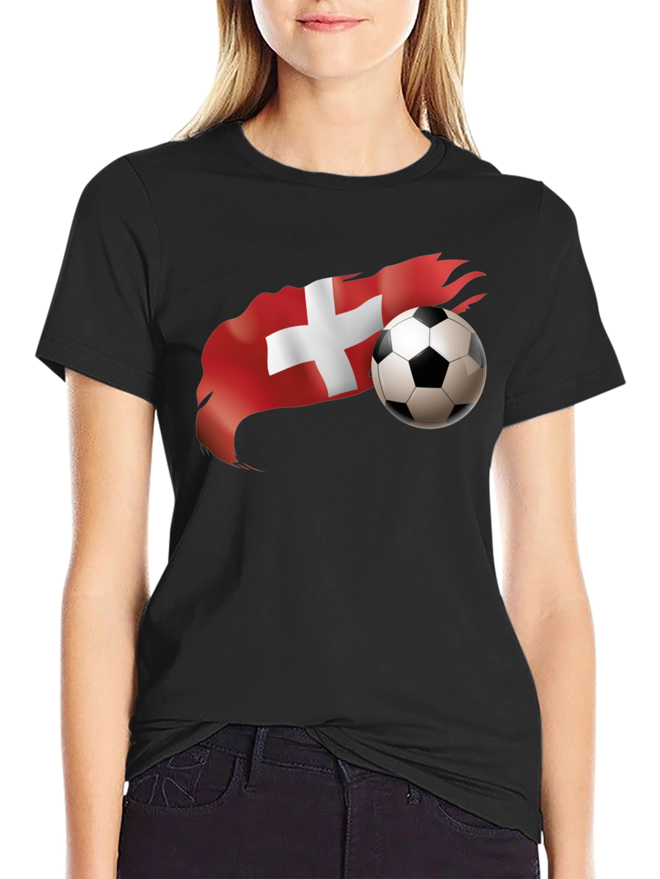 Swiss Soccer T-Shirt - Black - Mens