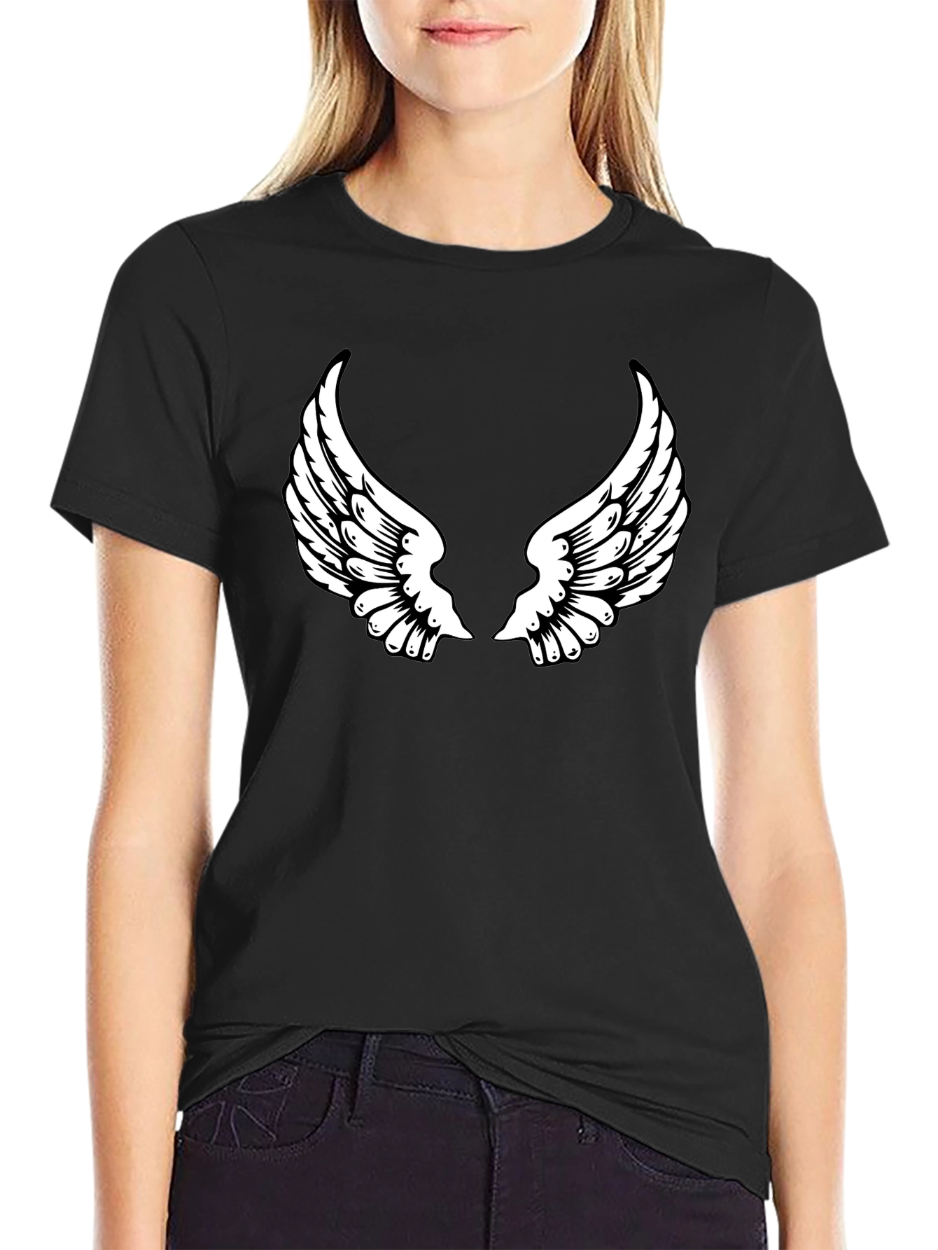 Black Angel Wing Graphic Tee