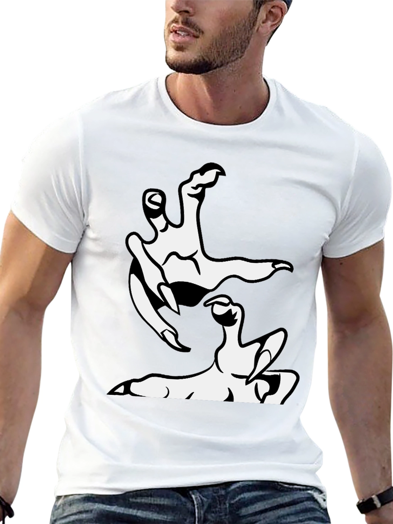 Clawing Hand Graphic Print Black T-Shirt