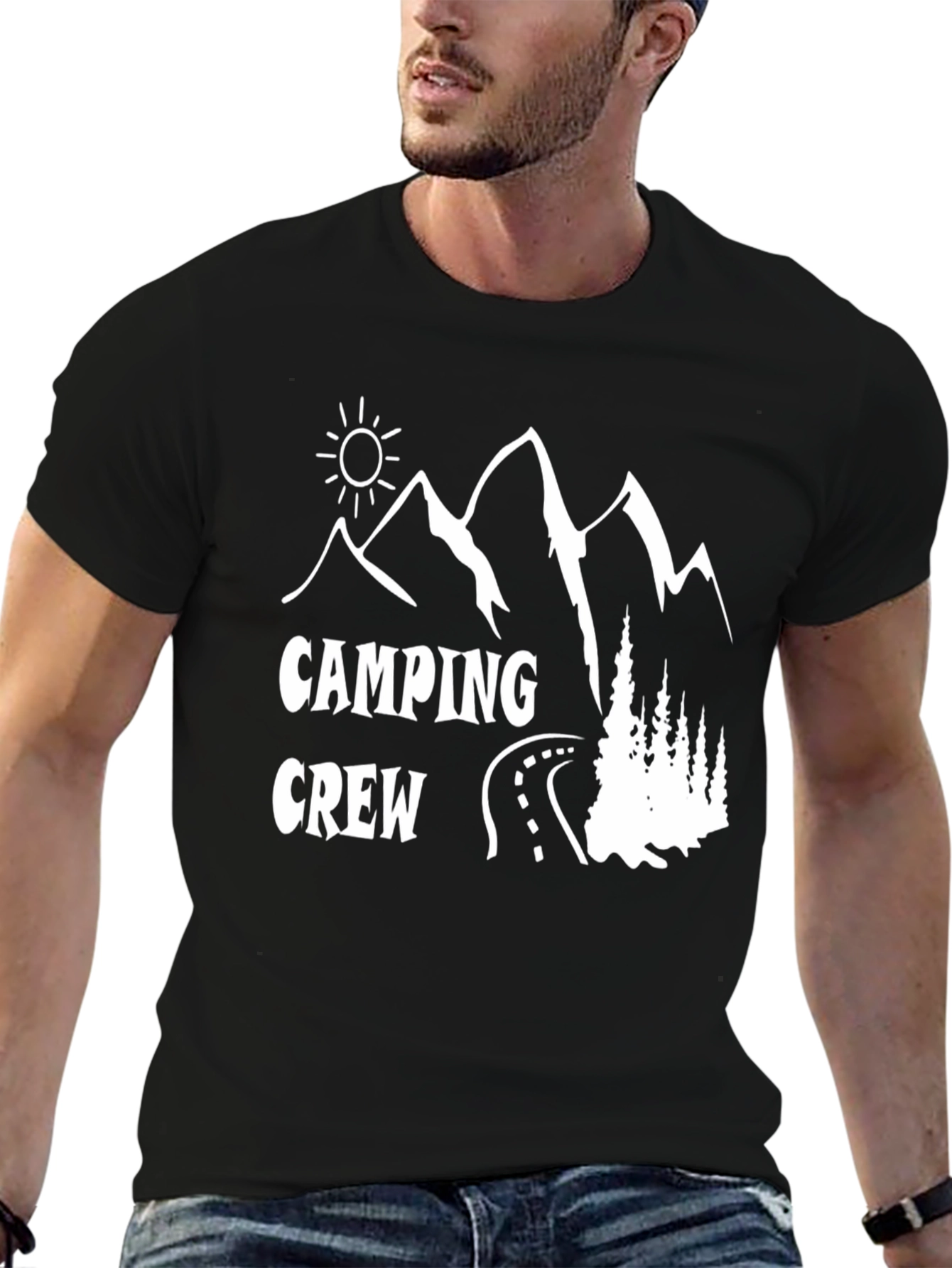 Camping Crew Black Graphic T-Shirt