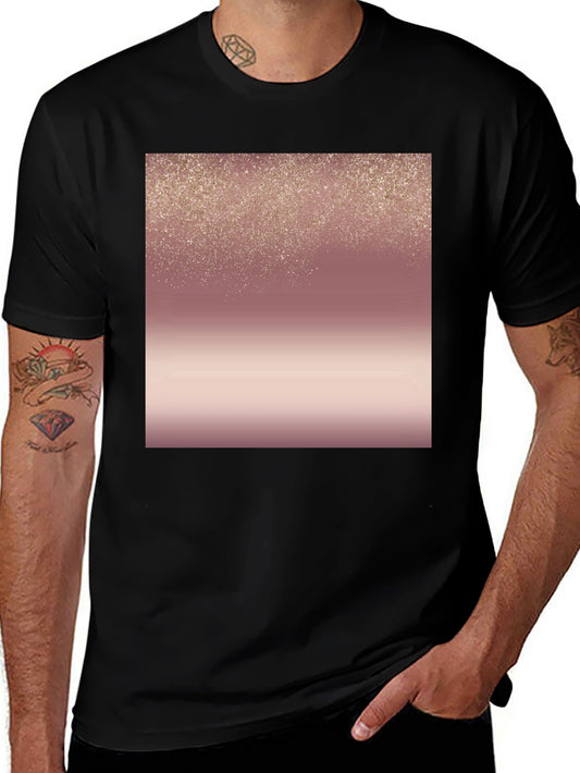 Stylish Black Tee with Rose Gold Gradient Design