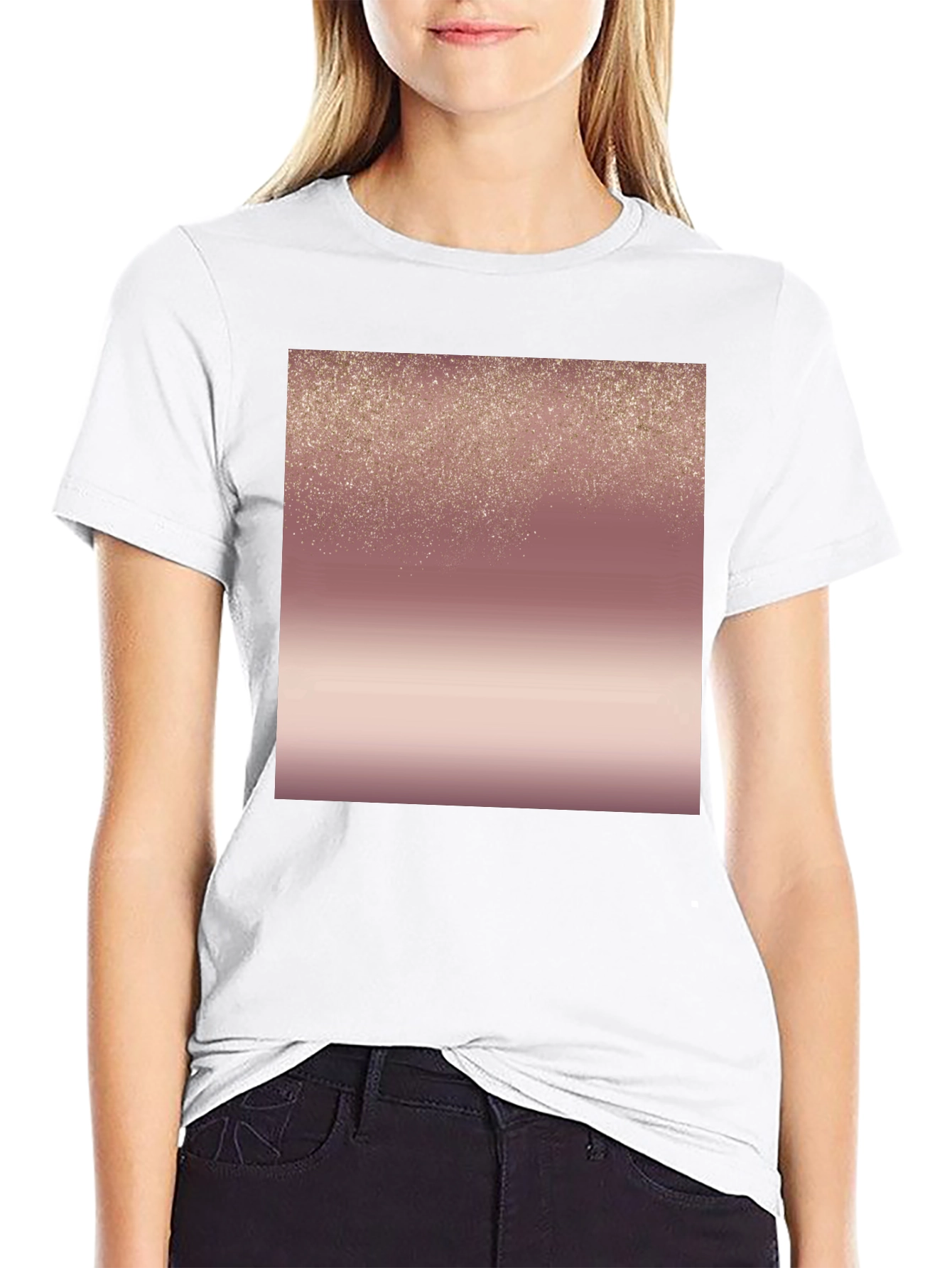 Stylish Black Tee with Rose Gold Gradient Design
