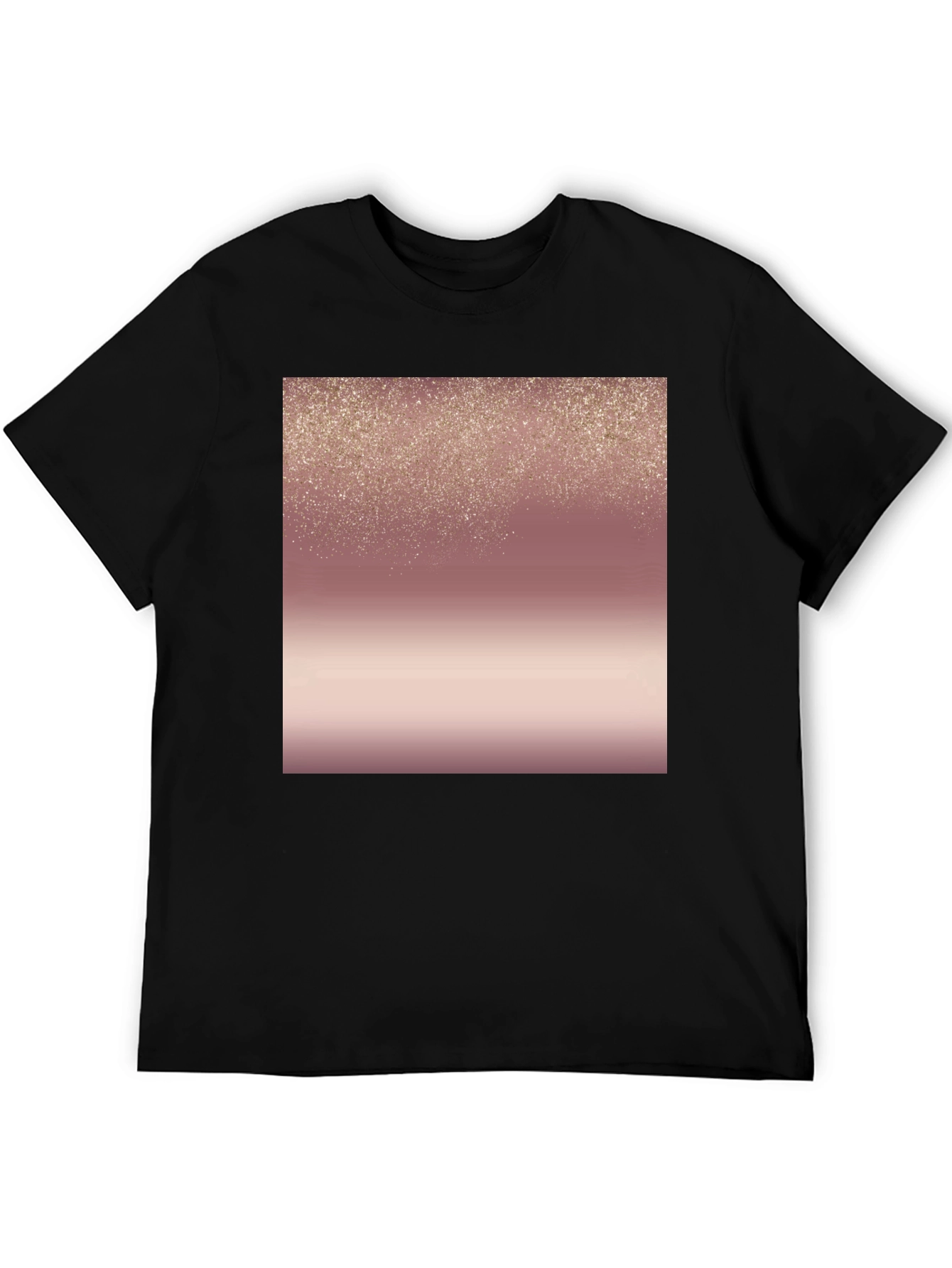Stylish Black Tee with Rose Gold Gradient Design