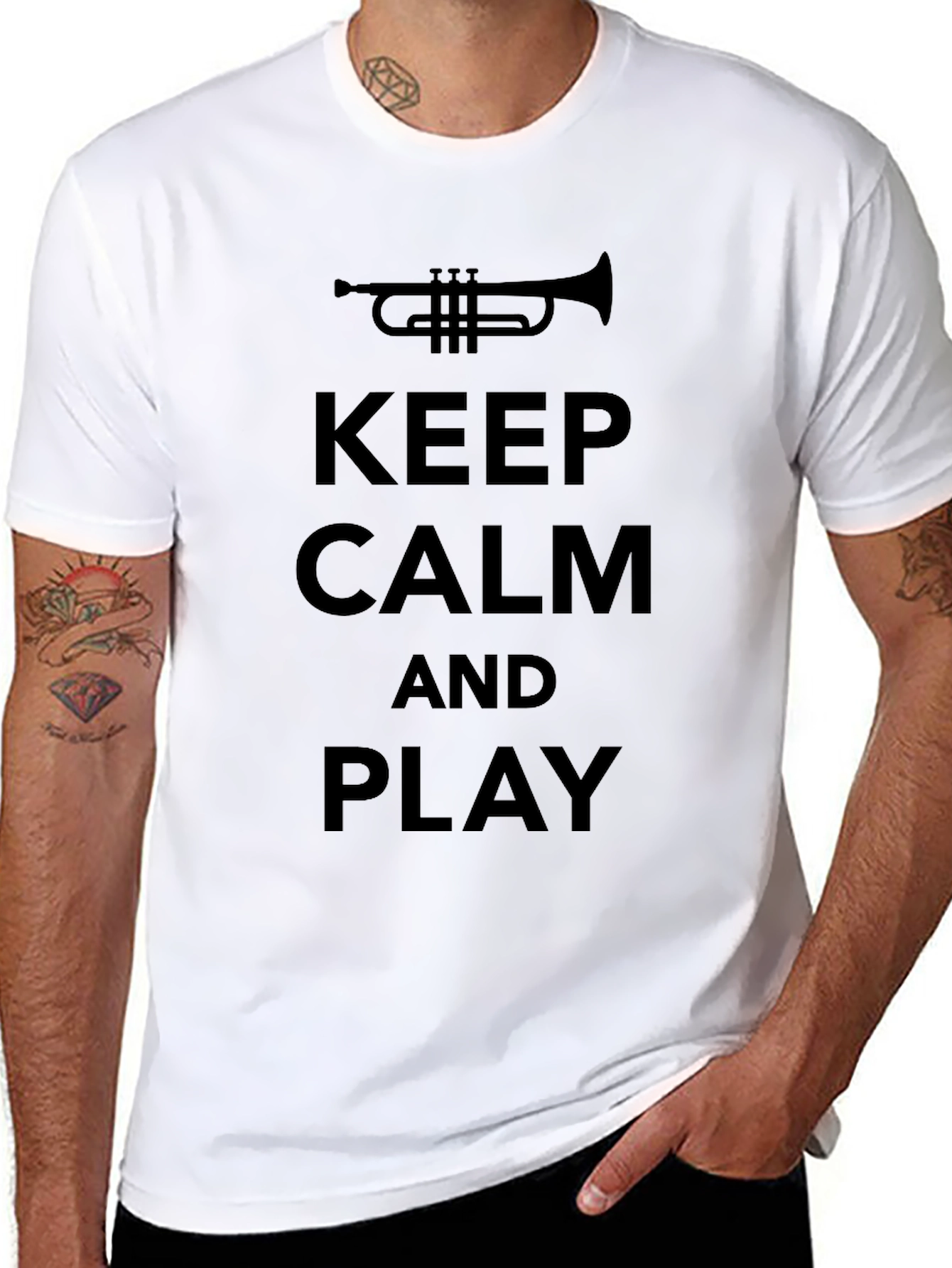 Keep Calm and Play Trumpet T-Shirt - Black