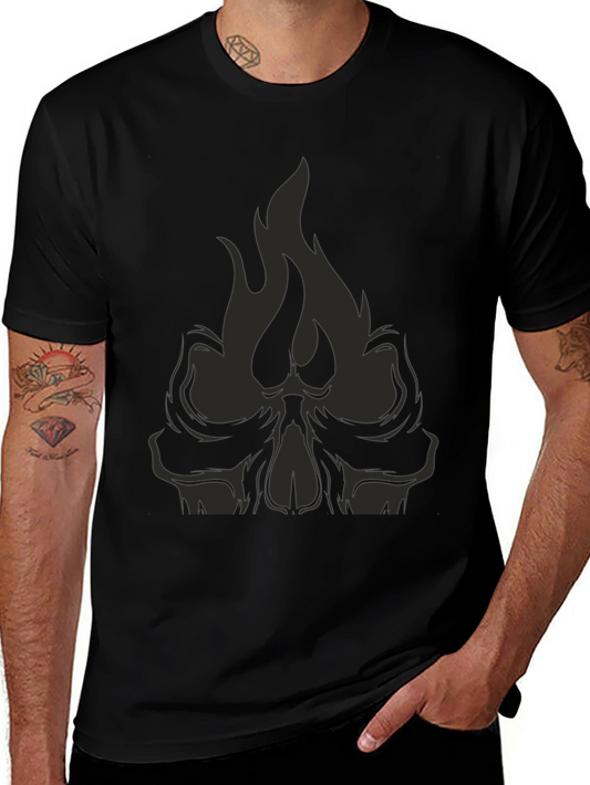 Black Skull Fire Graphic Tee