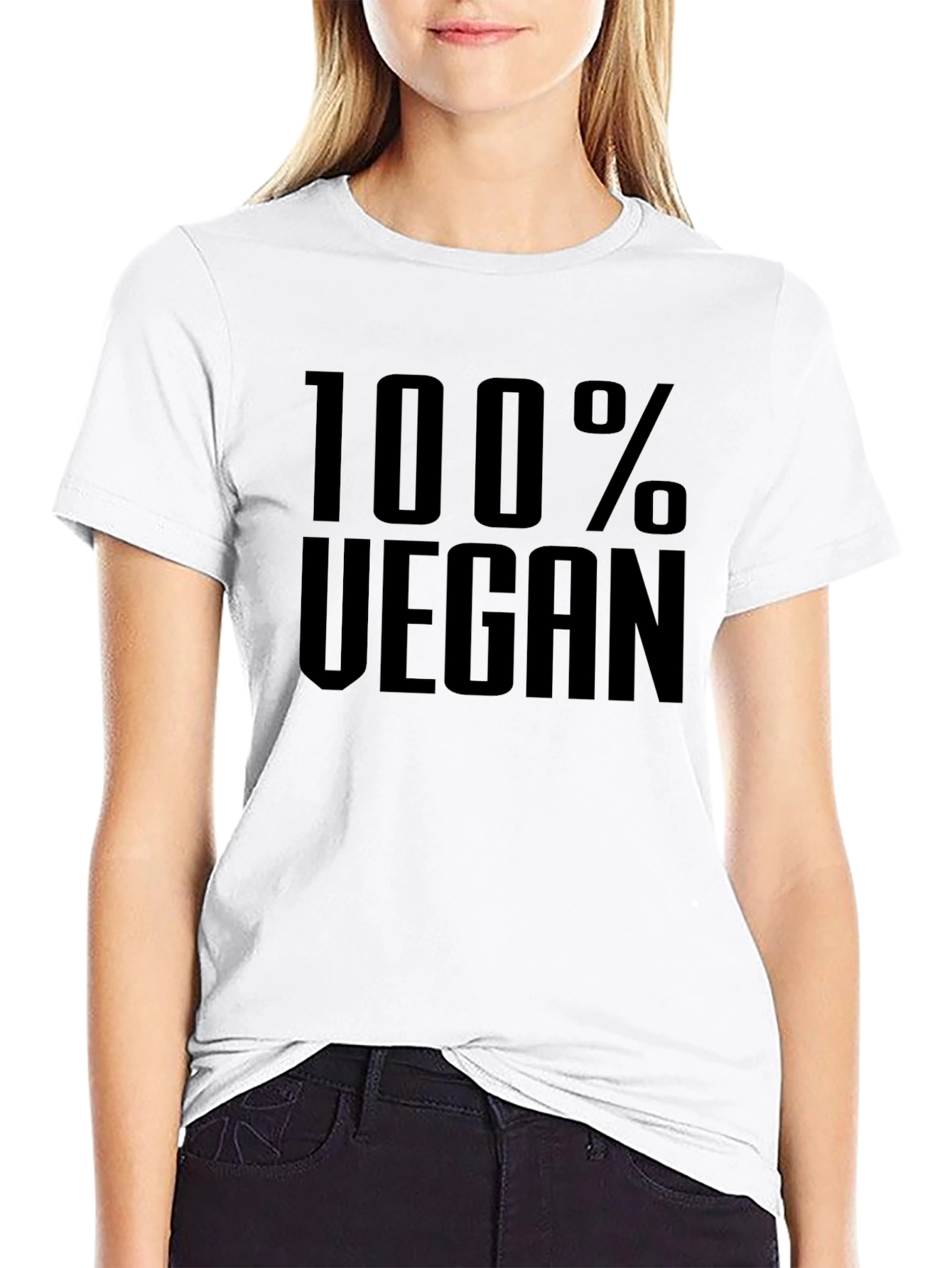 100% Vegan Graphic Tee - Black Cotton T-Shirt