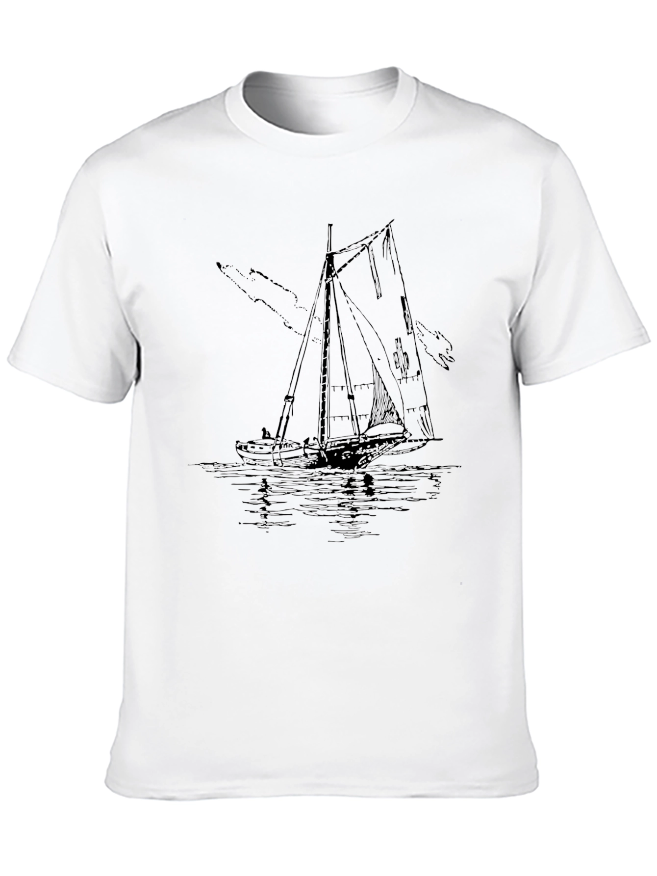 Nautical Sailboat Graphic Tee - Black