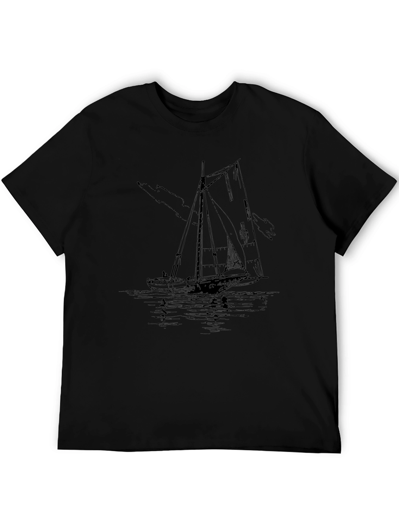Nautical Sailboat Graphic Tee - Black