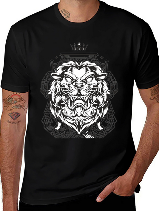 Lion Graphic Black Tee - Fierce Style