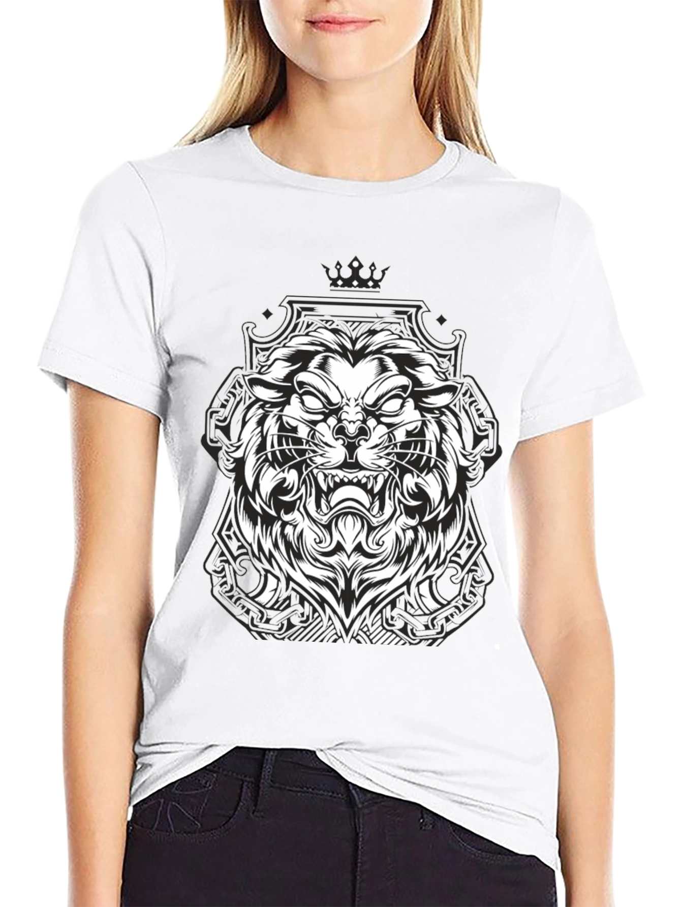 Lion Graphic Black Tee - Fierce Style