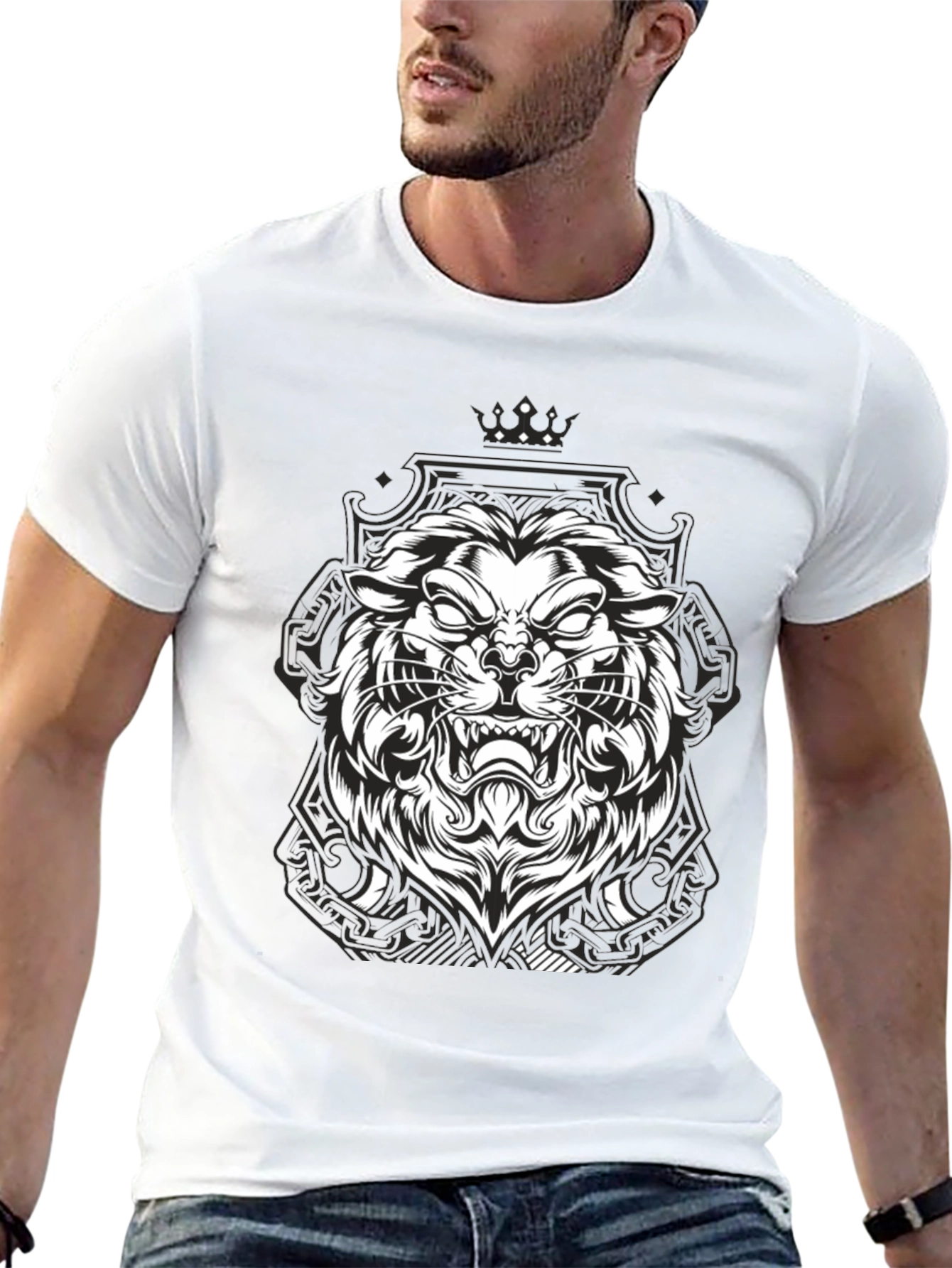 Lion Graphic Black Tee - Fierce Style