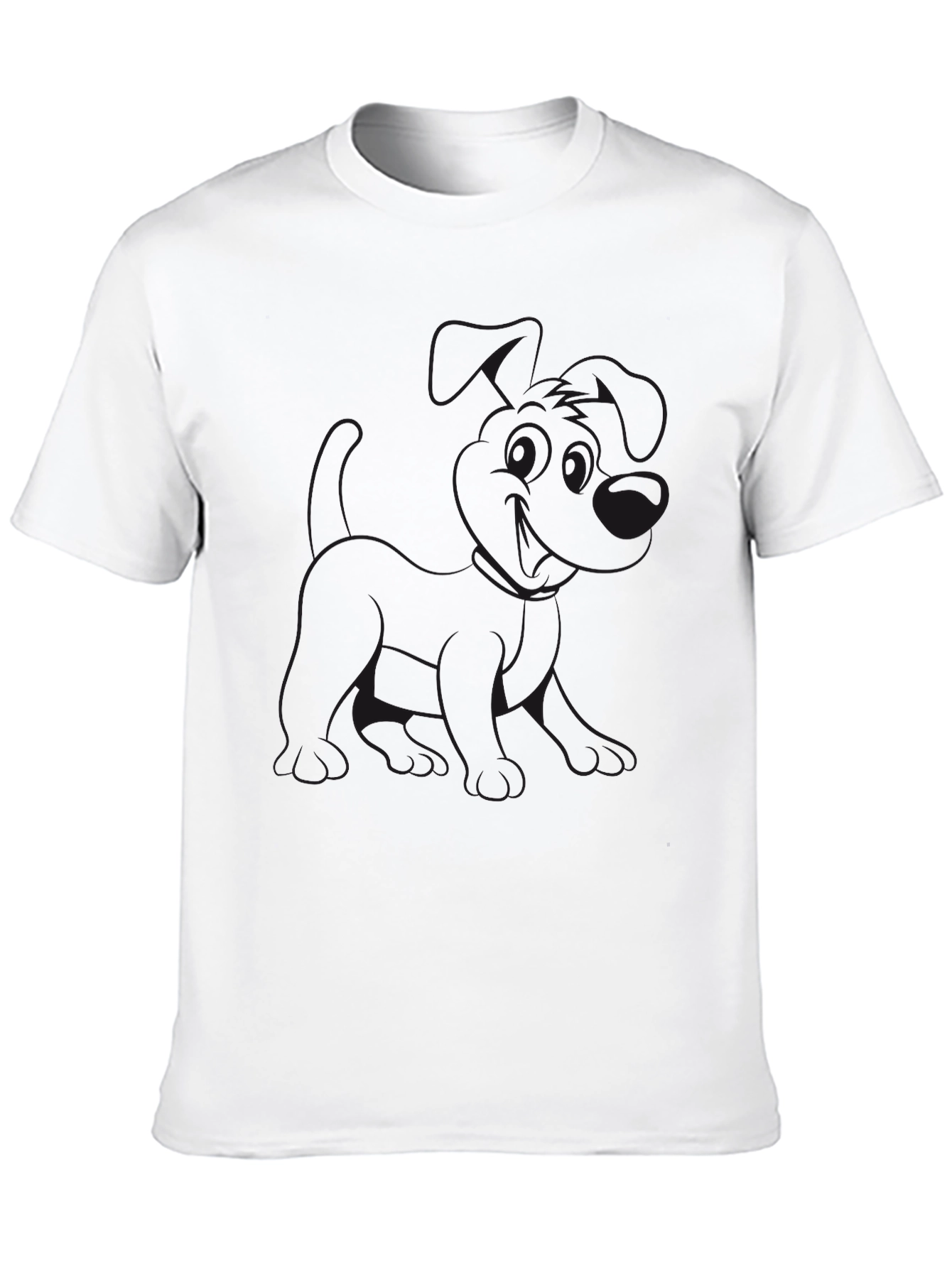 Black Crew Neck T-Shirt with Dog Graphic