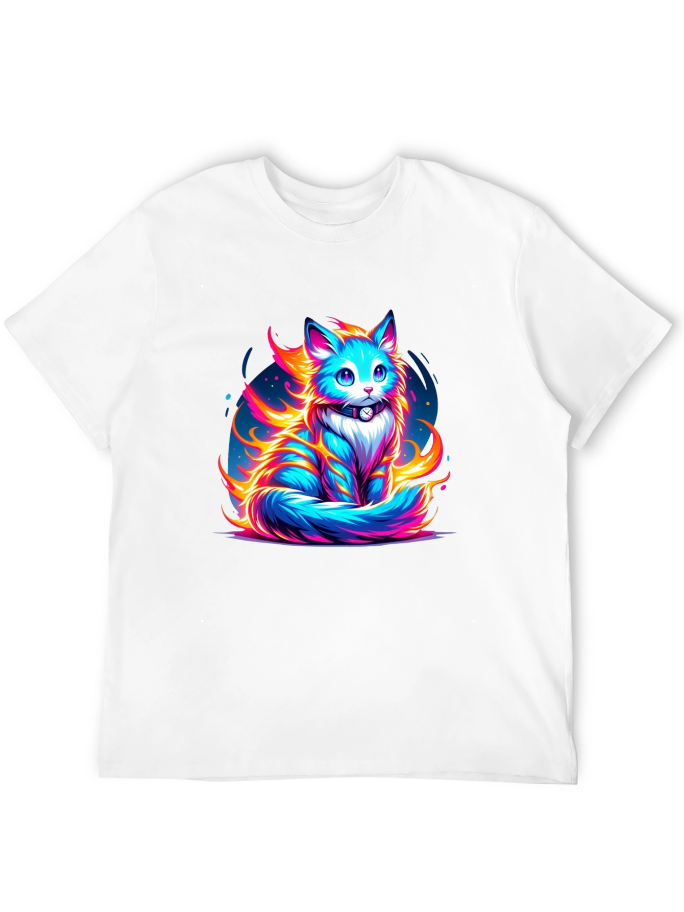 Fiery Feline Graphic Tee - Cool Cat Shirt