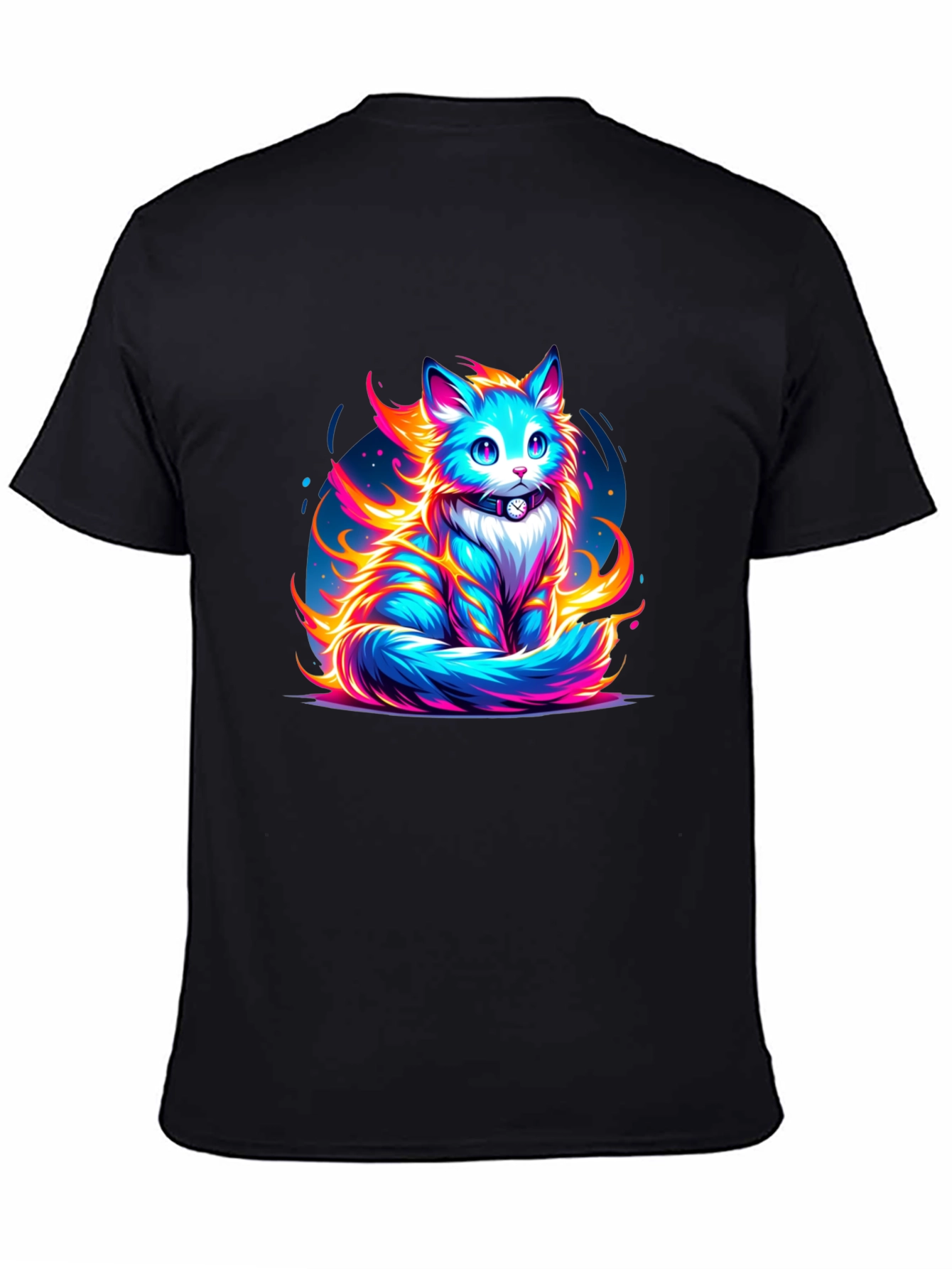 Fiery Feline Graphic Tee - Cool Cat Shirt
