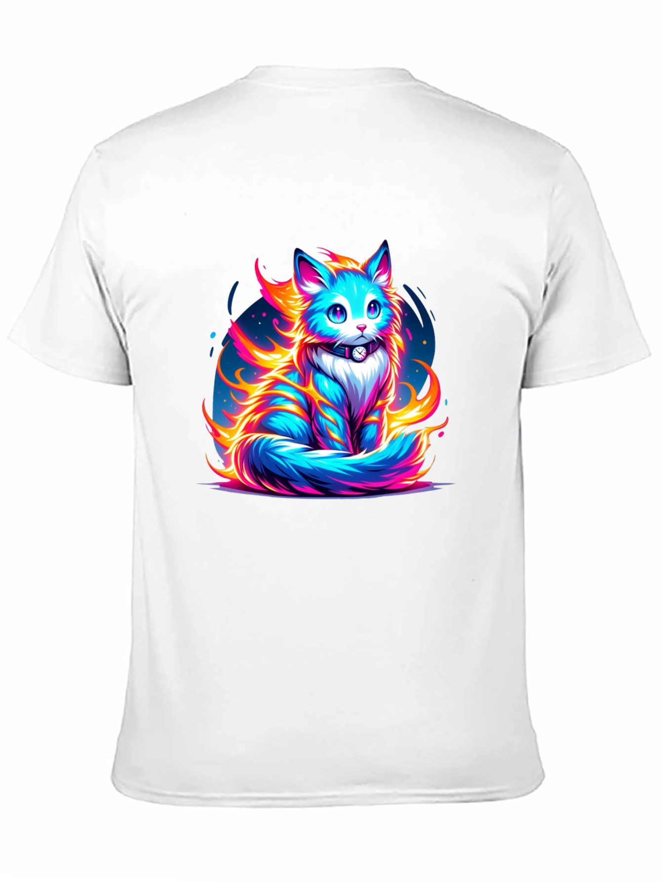Fiery Feline Graphic Tee - Cool Cat Shirt