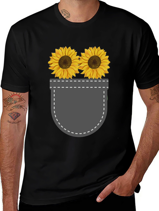 Sunflower Pocket Graphic Tee - Trendy Casual Style