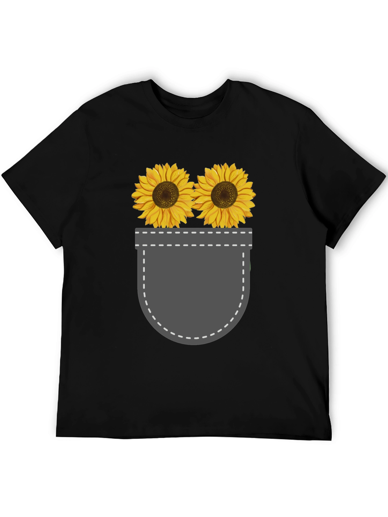 Sunflower Pocket Graphic Tee - Trendy Casual Style