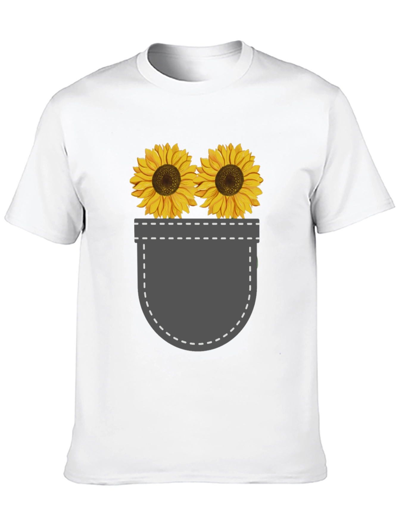 Sunflower Pocket Graphic Tee - Trendy Casual Style