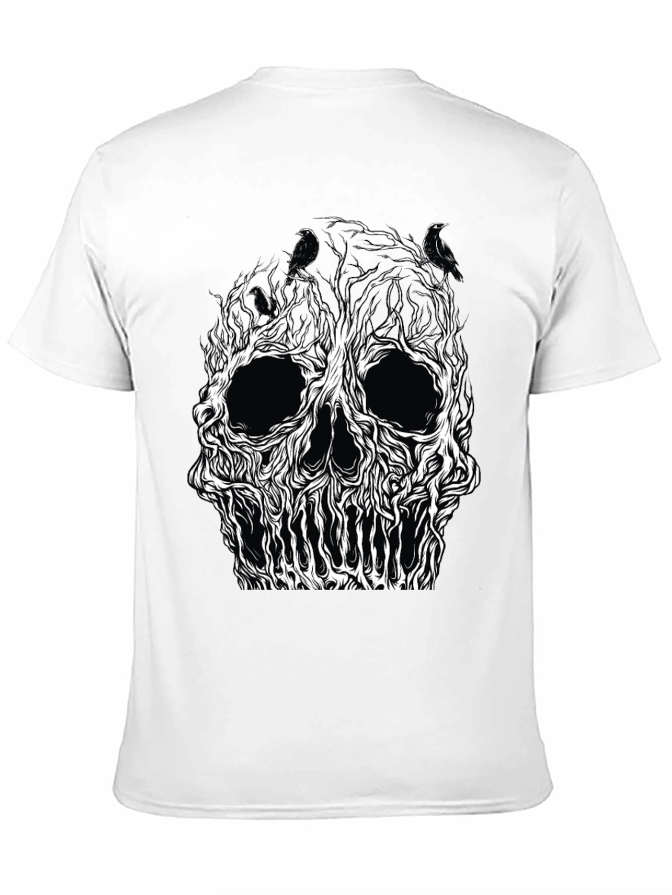 Skull Tree Raven Graphic Tee - Black