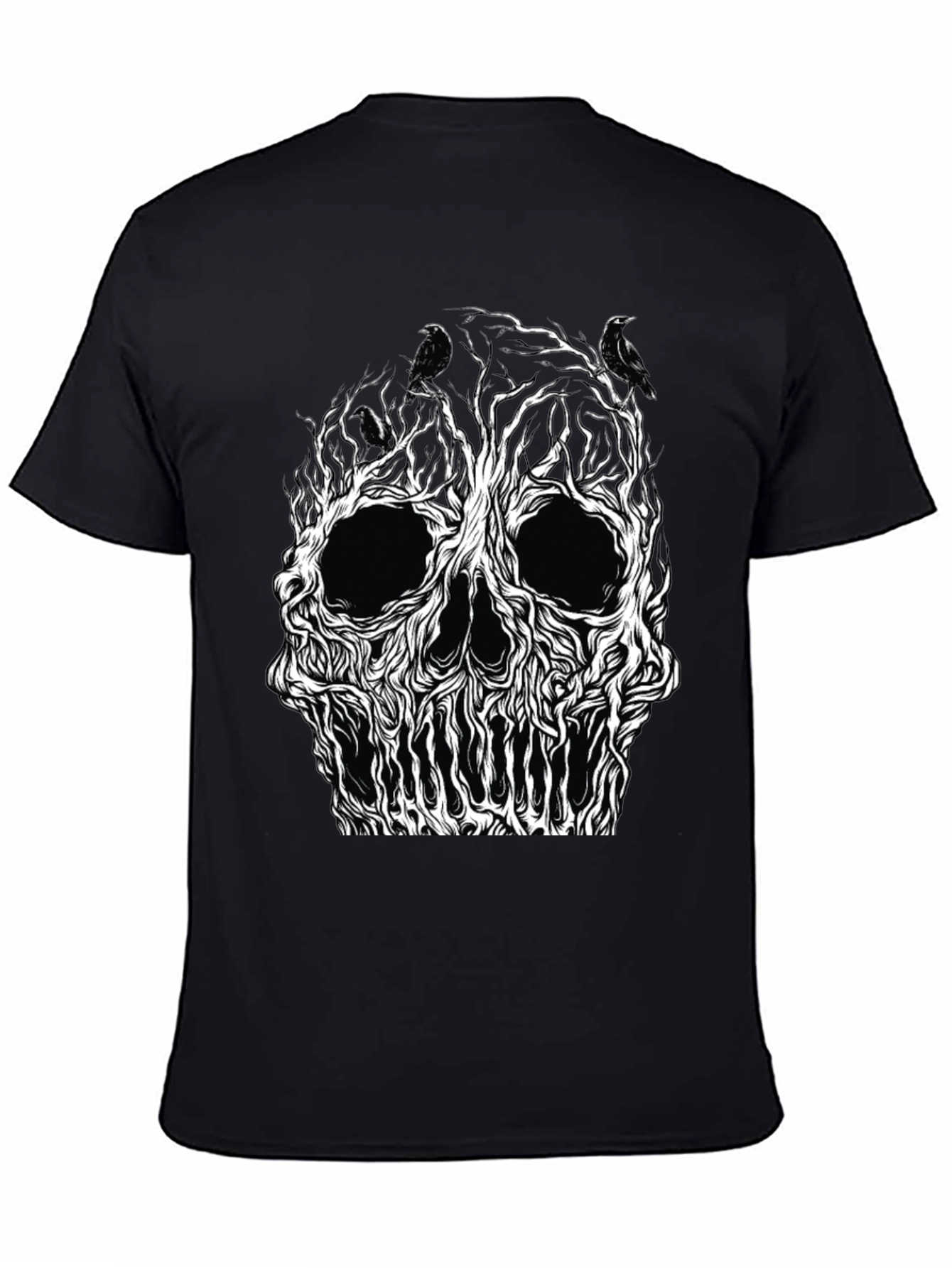 Skull Tree Raven Graphic Tee - Black