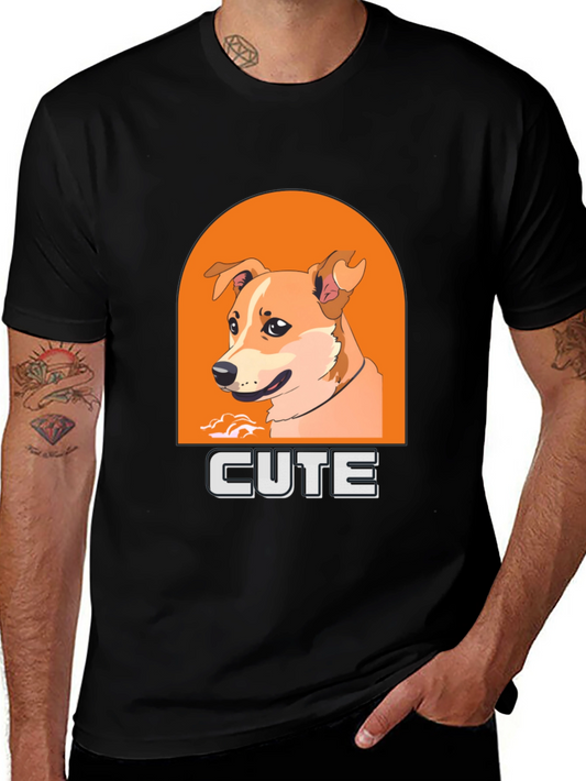 Cute Dog Graphic T-Shirt - Mens Black Tee