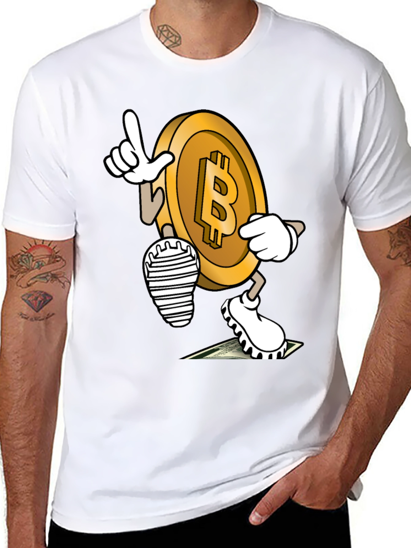Bitcoin Cartoon Graphic Tee - Crypto Enthusiast Style