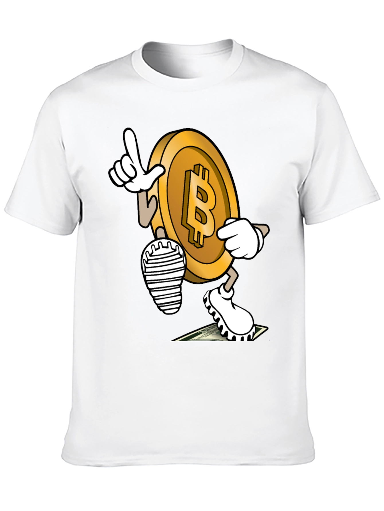 Bitcoin Cartoon Graphic Tee - Crypto Enthusiast Style