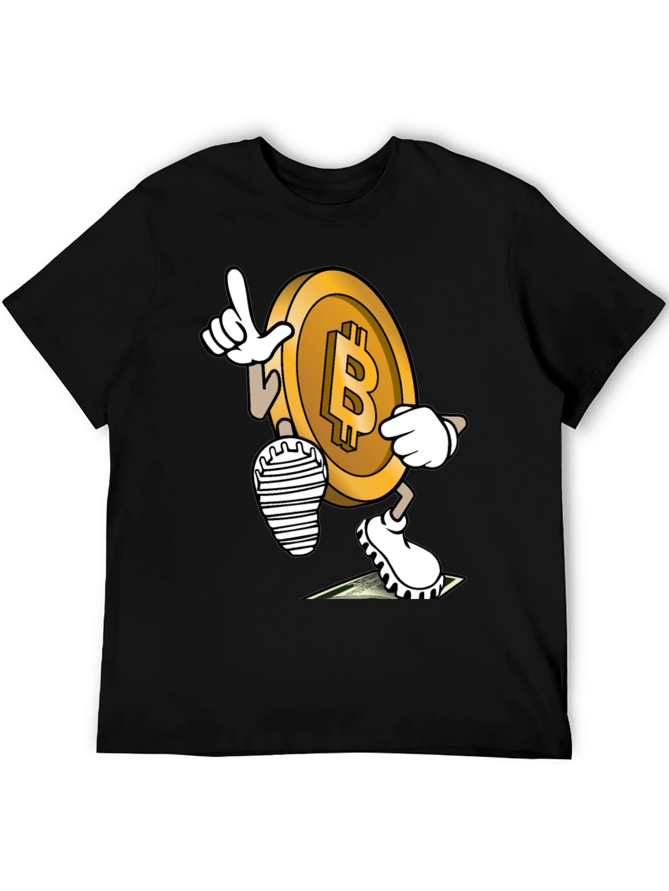 Bitcoin Cartoon Graphic Tee - Crypto Enthusiast Style